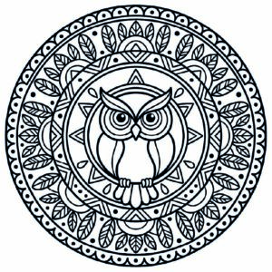 Mandala de buho - fácil de colorear